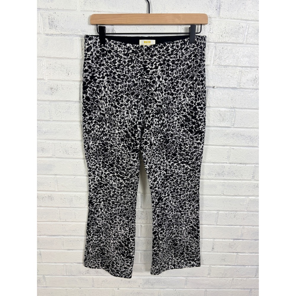 Maeve The Margot Pants Women XS Black White Floral Print Kick Flare Cropped